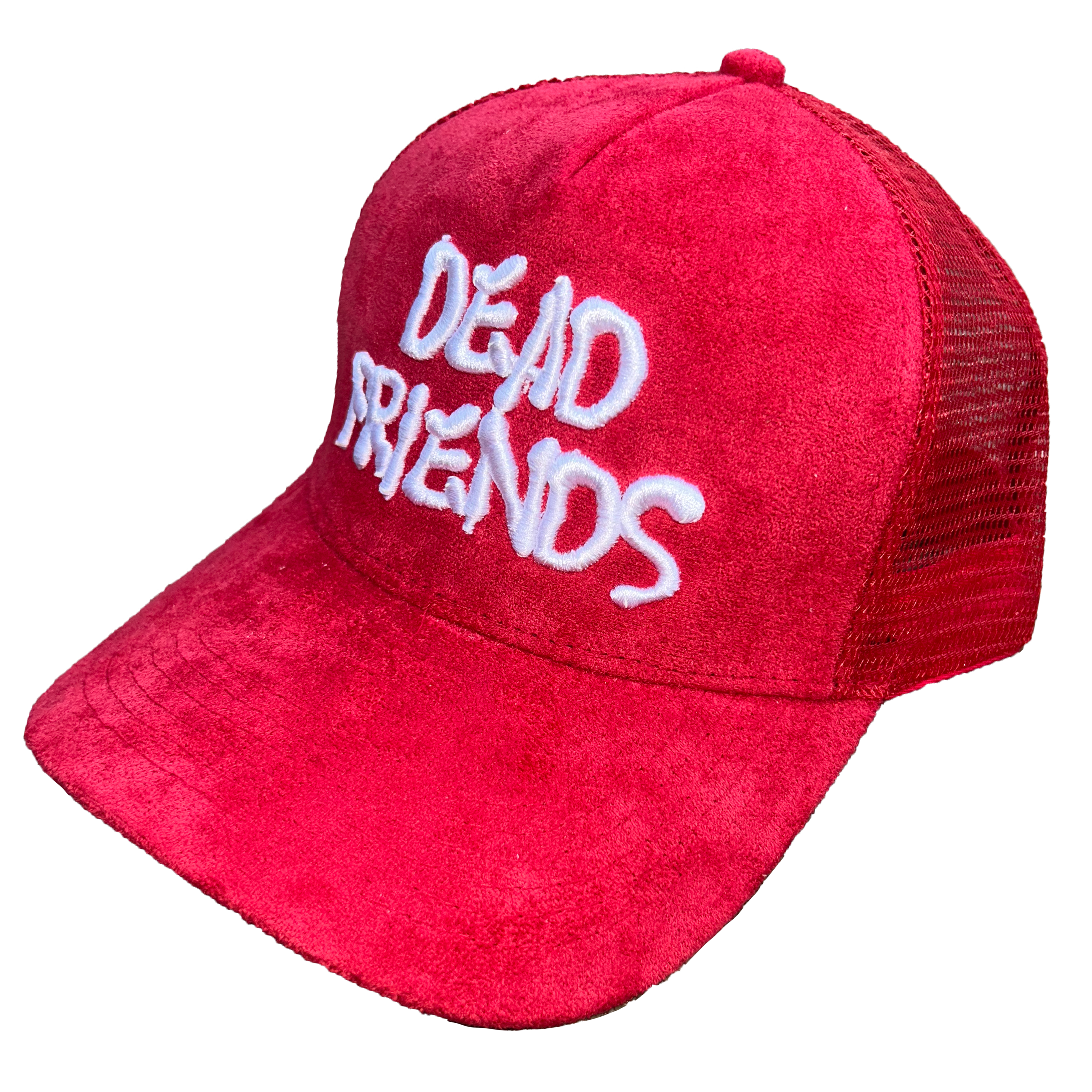 "Dead Friends" V.2 Suede Trucker Hat - Red